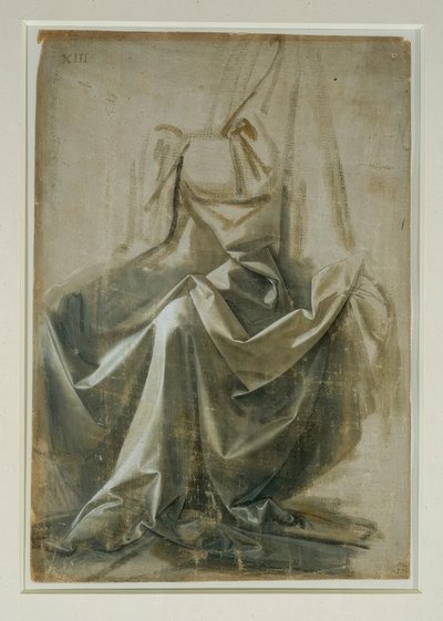 Drapery Study of a Seated Figure by Leonardo da Vinci
